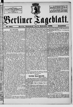 Berliner Tageblatt und Handels-Zeitung vom 02.09.1876