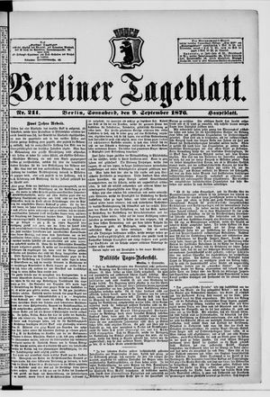 Berliner Tageblatt und Handels-Zeitung on Sep 9, 1876