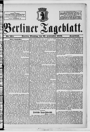 Berliner Tageblatt und Handels-Zeitung vom 12.09.1876