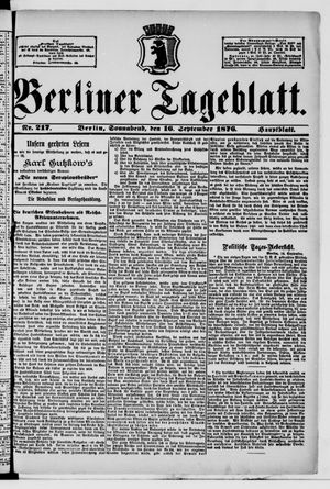 Berliner Tageblatt und Handels-Zeitung vom 16.09.1876