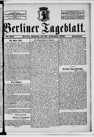 Berliner Tageblatt und Handels-Zeitung vom 24.09.1876