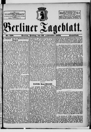 Berliner Tageblatt und Handels-Zeitung vom 29.09.1876