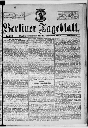 Berliner Tageblatt und Handels-Zeitung vom 30.09.1876