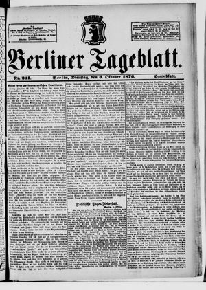 Berliner Tageblatt und Handels-Zeitung on Oct 3, 1876