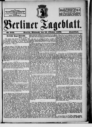 Berliner Tageblatt und Handels-Zeitung vom 18.10.1876