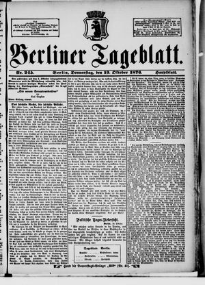 Berliner Tageblatt und Handels-Zeitung on Oct 19, 1876