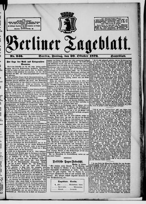 Berliner Tageblatt und Handels-Zeitung vom 20.10.1876