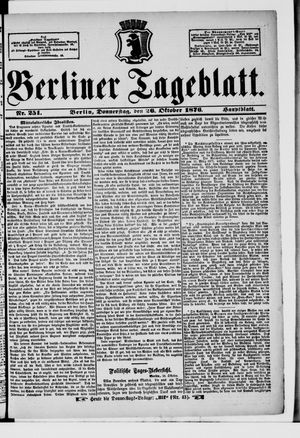 Berliner Tageblatt und Handels-Zeitung vom 26.10.1876
