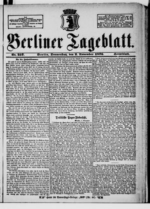 Berliner Tageblatt und Handels-Zeitung vom 02.11.1876