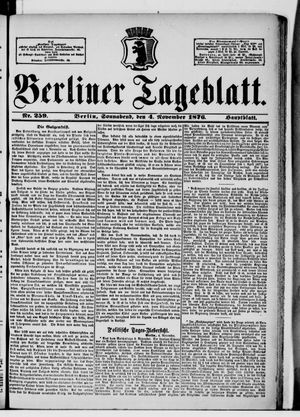 Berliner Tageblatt und Handels-Zeitung on Nov 4, 1876