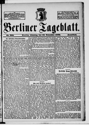 Berliner Tageblatt und Handels-Zeitung vom 12.11.1876