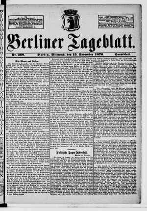 Berliner Tageblatt und Handels-Zeitung vom 15.11.1876