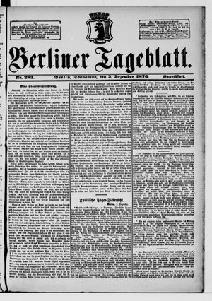 Berliner Tageblatt und Handels-Zeitung vom 02.12.1876
