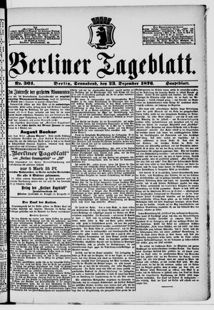 Berliner Tageblatt und Handels-Zeitung vom 23.12.1876