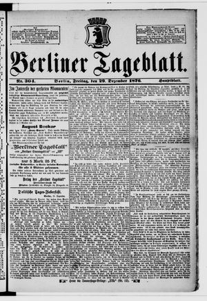 Berliner Tageblatt und Handels-Zeitung vom 29.12.1876