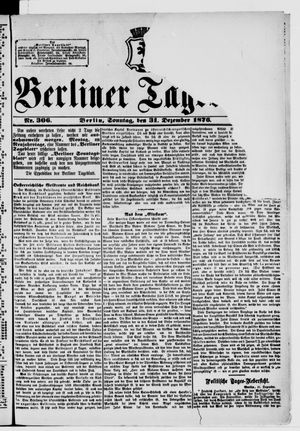 Berliner Tageblatt und Handels-Zeitung vom 31.12.1876