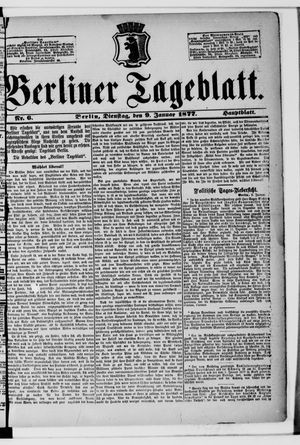 Berliner Tageblatt und Handels-Zeitung vom 09.01.1877