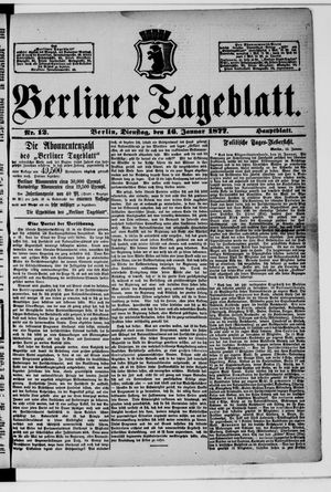 Berliner Tageblatt und Handels-Zeitung on Jan 16, 1877