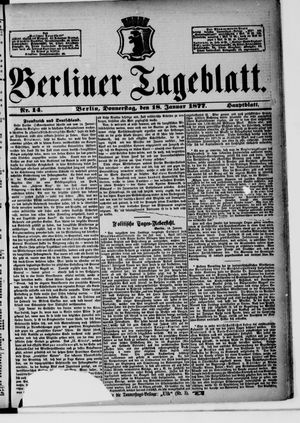 Berliner Tageblatt und Handels-Zeitung on Jan 18, 1877