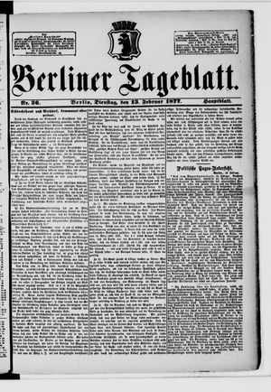 Berliner Tageblatt und Handels-Zeitung vom 13.02.1877