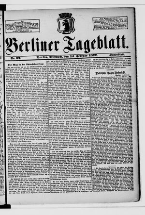 Berliner Tageblatt und Handels-Zeitung vom 14.02.1877