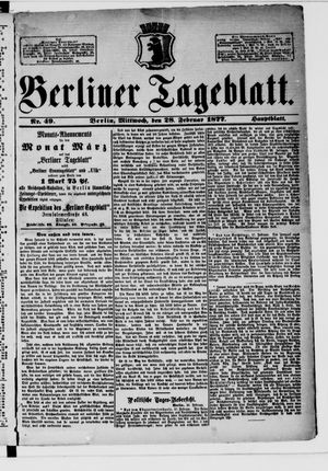 Berliner Tageblatt und Handels-Zeitung vom 28.02.1877