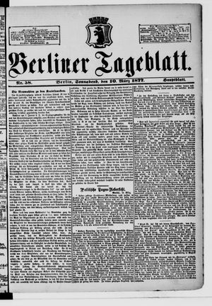 Berliner Tageblatt und Handels-Zeitung on Mar 10, 1877