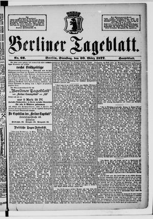 Berliner Tageblatt und Handels-Zeitung vom 20.03.1877