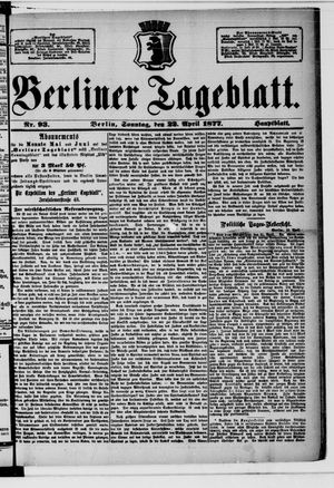 Berliner Tageblatt und Handels-Zeitung vom 22.04.1877
