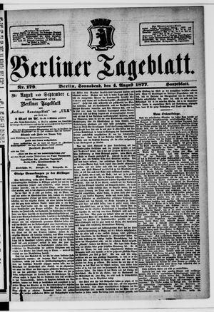 Berliner Tageblatt und Handels-Zeitung vom 04.08.1877