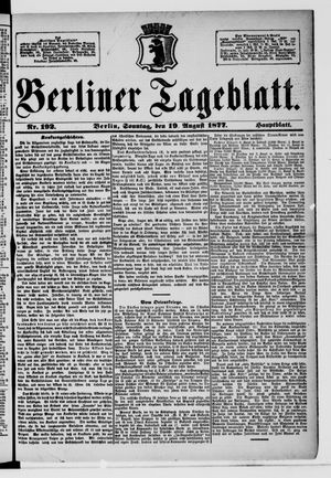 Berliner Tageblatt und Handels-Zeitung vom 19.08.1877