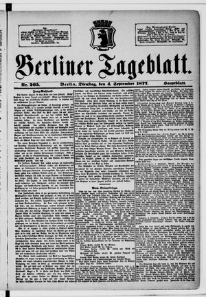 Berliner Tageblatt und Handels-Zeitung vom 04.09.1877