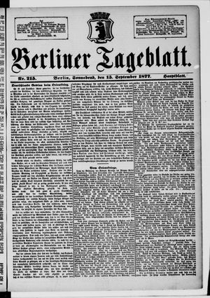 Berliner Tageblatt und Handels-Zeitung vom 15.09.1877