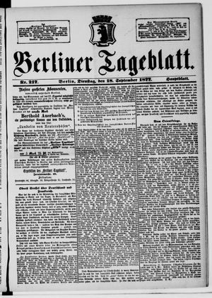 Berliner Tageblatt und Handels-Zeitung vom 18.09.1877