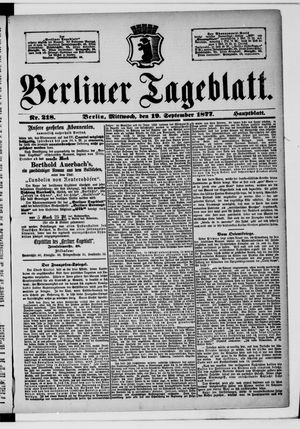 Berliner Tageblatt und Handels-Zeitung vom 19.09.1877