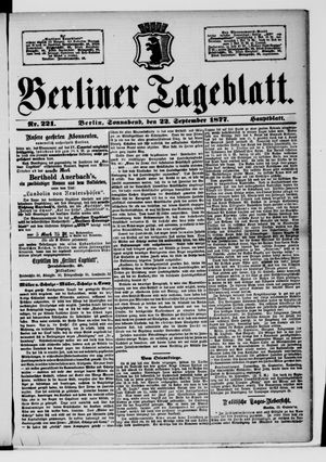 Berliner Tageblatt und Handels-Zeitung vom 22.09.1877