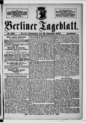 Berliner Tageblatt und Handels-Zeitung vom 27.09.1877