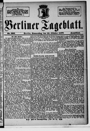 Berliner Tageblatt und Handels-Zeitung vom 11.10.1877