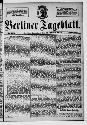 Berliner Tageblatt und Handels-Zeitung vom 13.10.1877