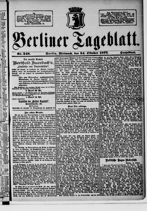 Berliner Tageblatt und Handels-Zeitung on Oct 24, 1877