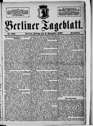 Berliner Tageblatt und Handels-Zeitung on Nov 2, 1877