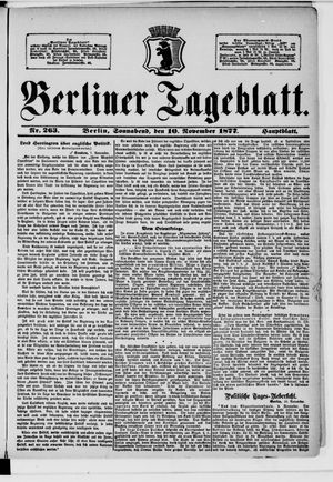 Berliner Tageblatt und Handels-Zeitung vom 10.11.1877