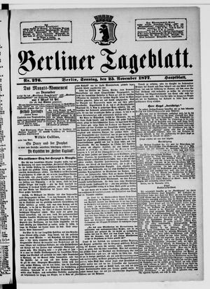 Berliner Tageblatt und Handels-Zeitung on Nov 25, 1877