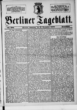 Berliner Tageblatt und Handels-Zeitung vom 09.12.1877