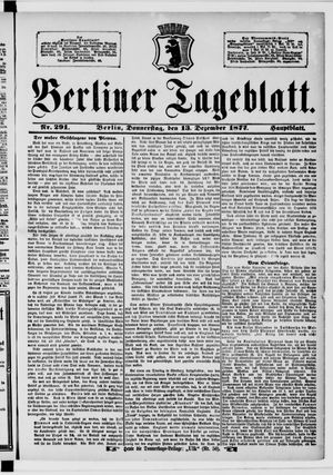 Berliner Tageblatt und Handels-Zeitung vom 13.12.1877