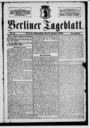 Berliner Tageblatt und Handels-Zeitung on Jan 3, 1878