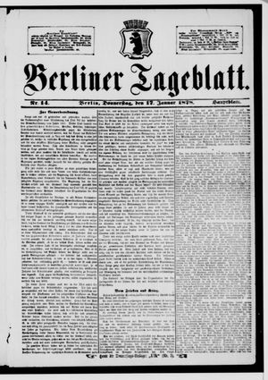 Berliner Tageblatt und Handels-Zeitung on Jan 17, 1878