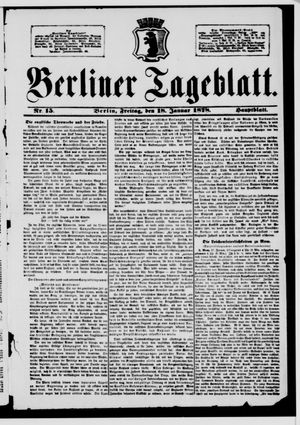 Berliner Tageblatt und Handels-Zeitung on Jan 18, 1878