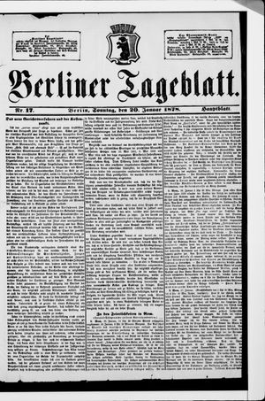 Berliner Tageblatt und Handels-Zeitung on Jan 20, 1878