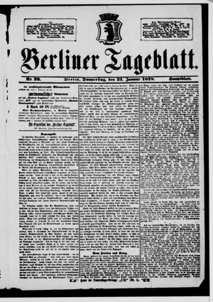 Berliner Tageblatt und Handels-Zeitung vom 31.01.1878